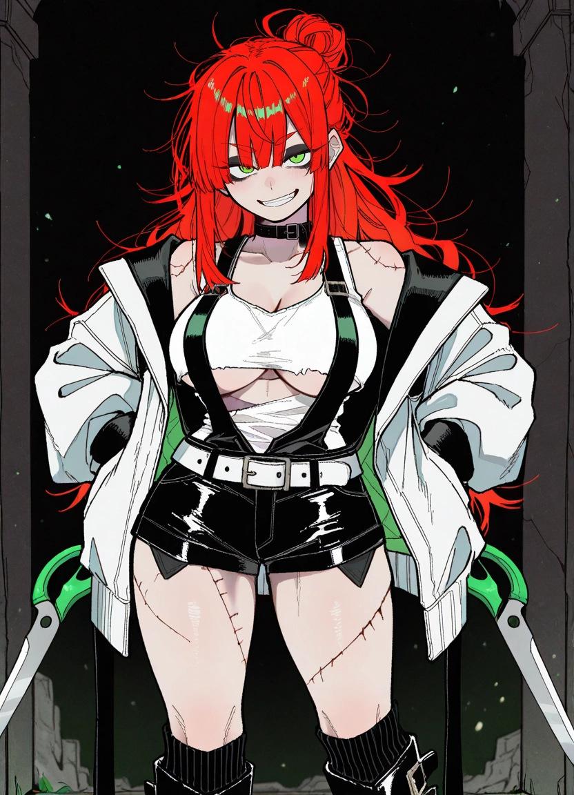 1girl, breasts, red hair, green eyes, smile, solo · Yamete.gg