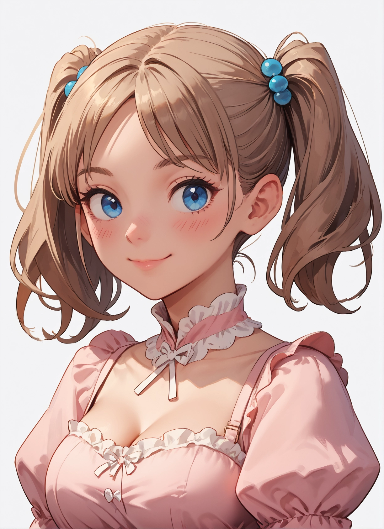 1girl, solo, breasts, blue eyes, twintails, smile · Yamete.gg