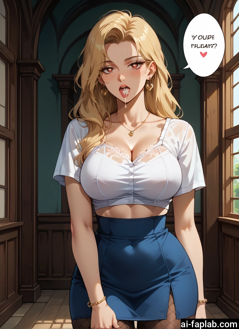 futanari, 1girl, breasts, jewelry, skirt, blonde hair