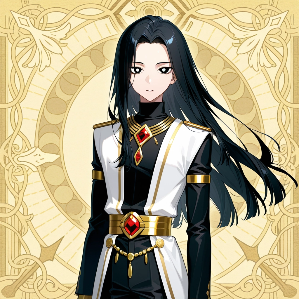 long hair, black hair, solo, 1boy, male focus, looking at viewer