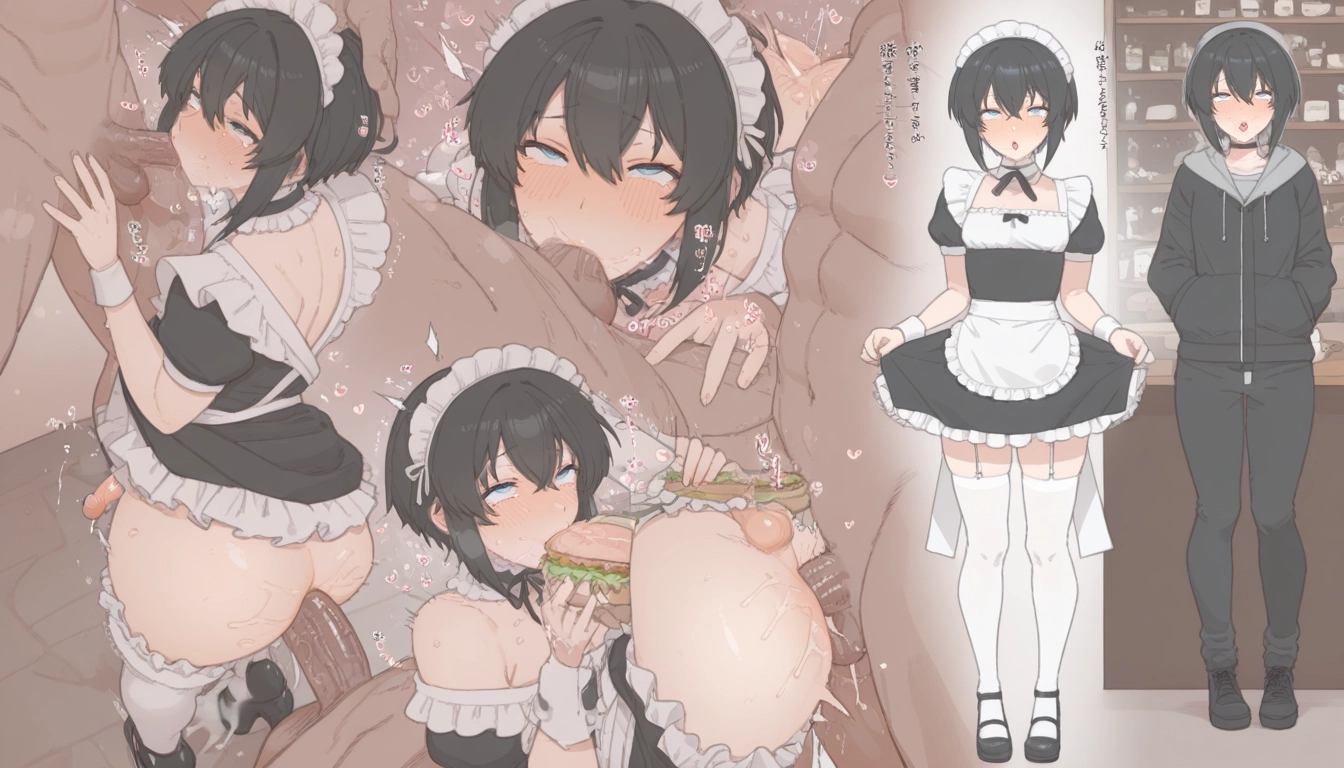 yaoi, maid headdress, crossdressing, multiple boys, oral, fellatio