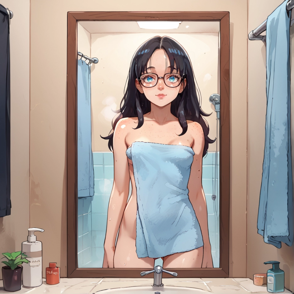 1girl, breasts, nipples, solo, glasses, nude · Yamete.gg