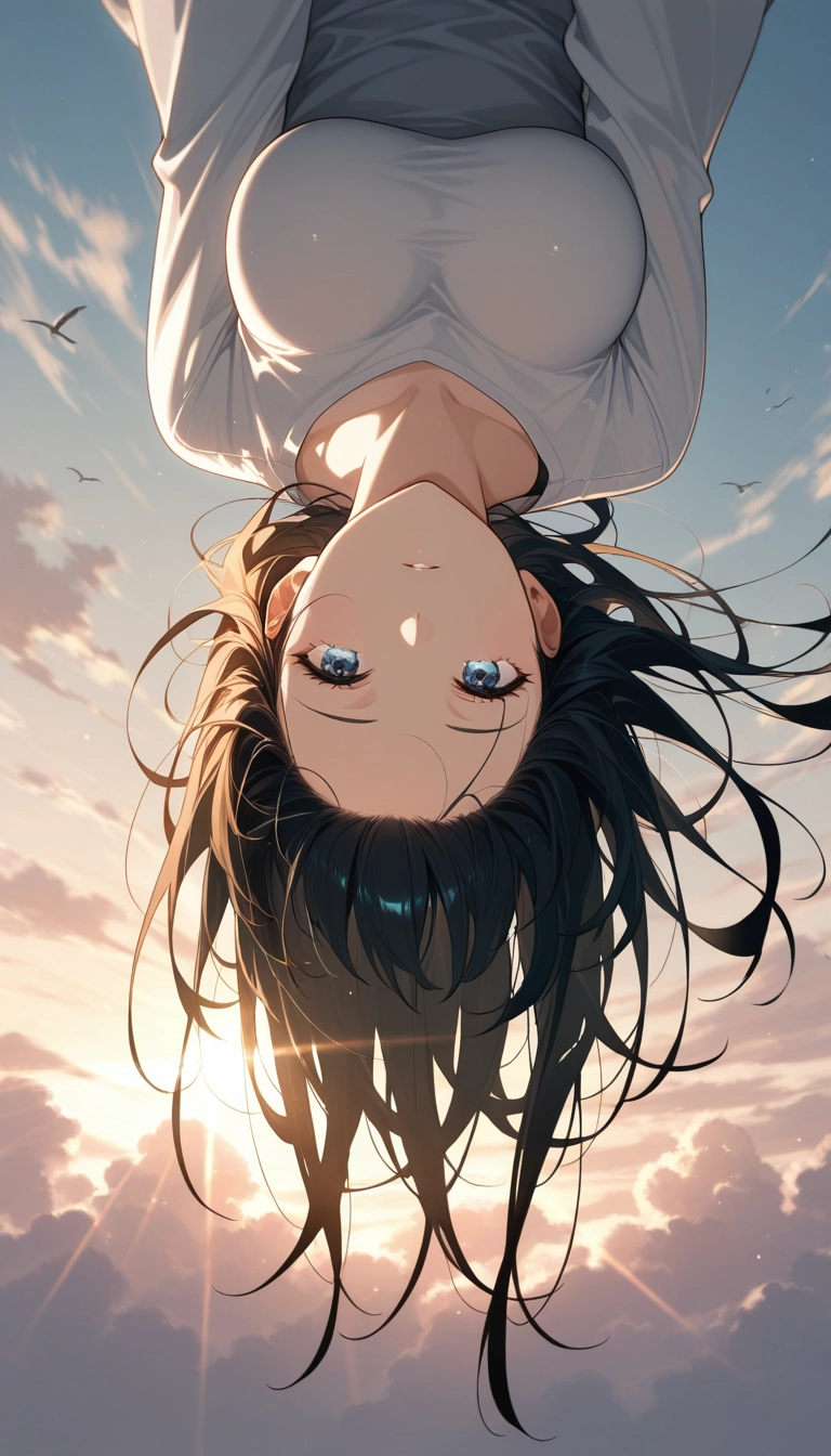 1girl, solo, blue eyes, breasts, shirt, looking at viewer · Yamete.gg