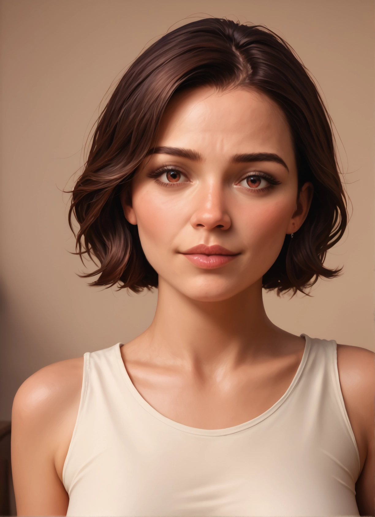 1girl, solo, brown hair, jewelry, looking at viewer, brown eyes · Yamete.gg