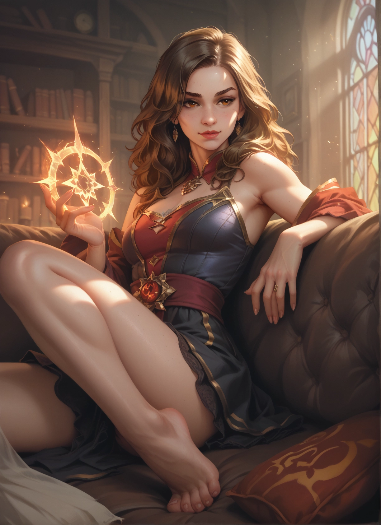 1girl, barefoot, jewelry, earrings, sitting, feet · Yamete.gg