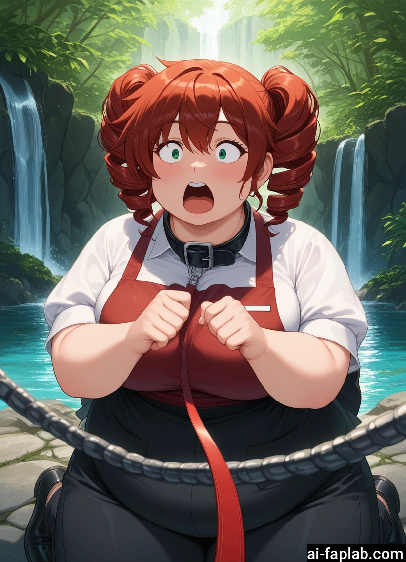 1girl, breasts, open mouth, water, collar, green eyes