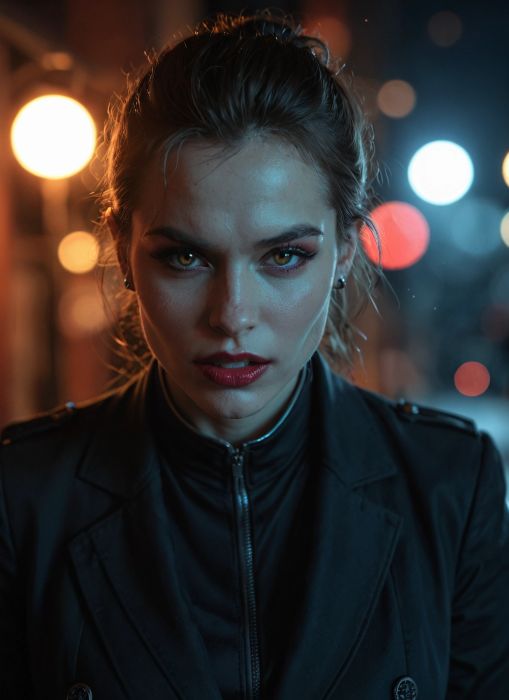 solo, 1girl, jewelry, earrings, looking at viewer, jacket · Yamete.gg