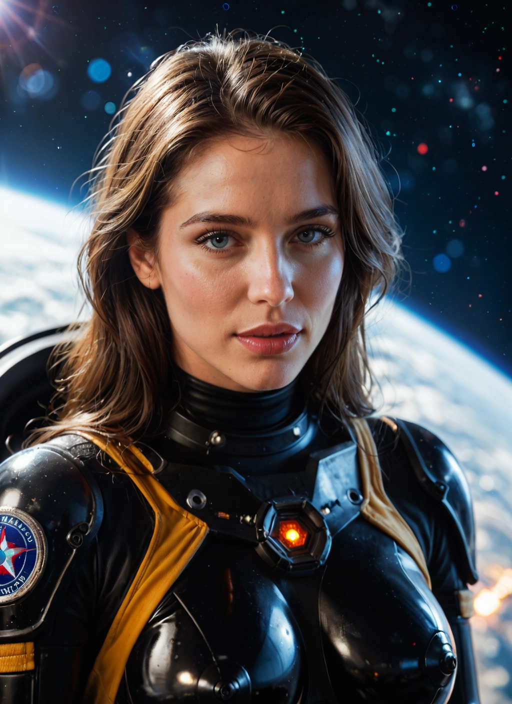 1girl, solo, bodysuit, space, looking at viewer, planet · Yamete.gg