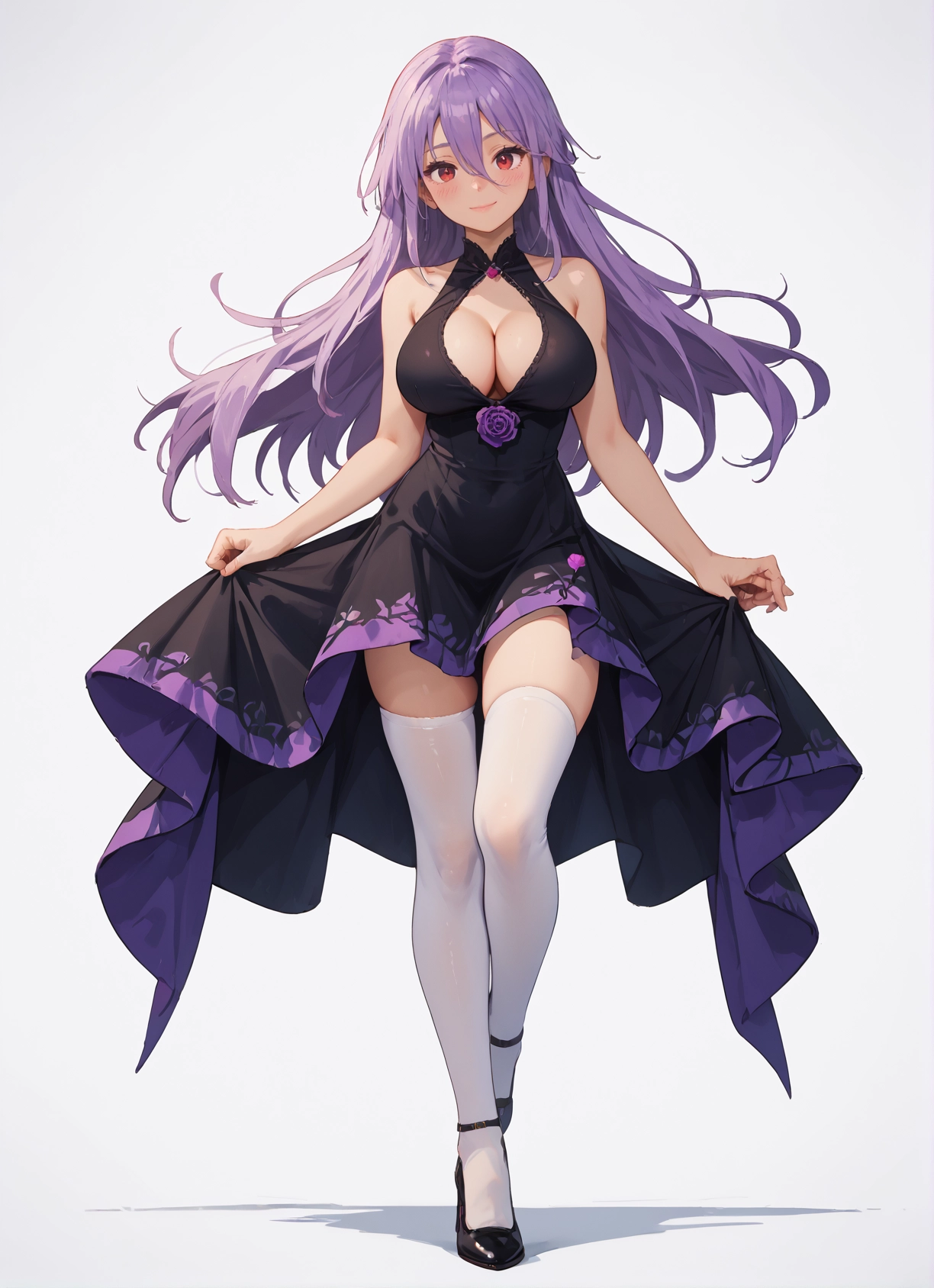 breasts, 1girl, thighhighs, long hair, dress, solo · Yamete.gg