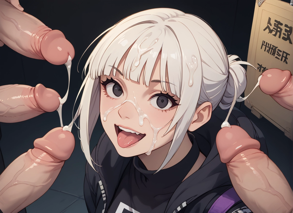 penis, 1girl, cum, multiple penises, facial, uncensored · Yamete.gg