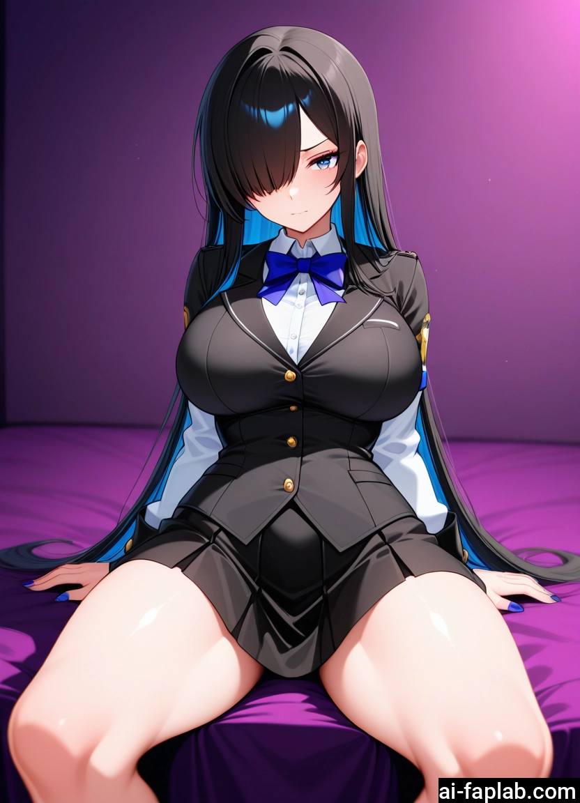 1girl, breasts, skirt, long hair, large breasts, black hair · Yamete.gg
