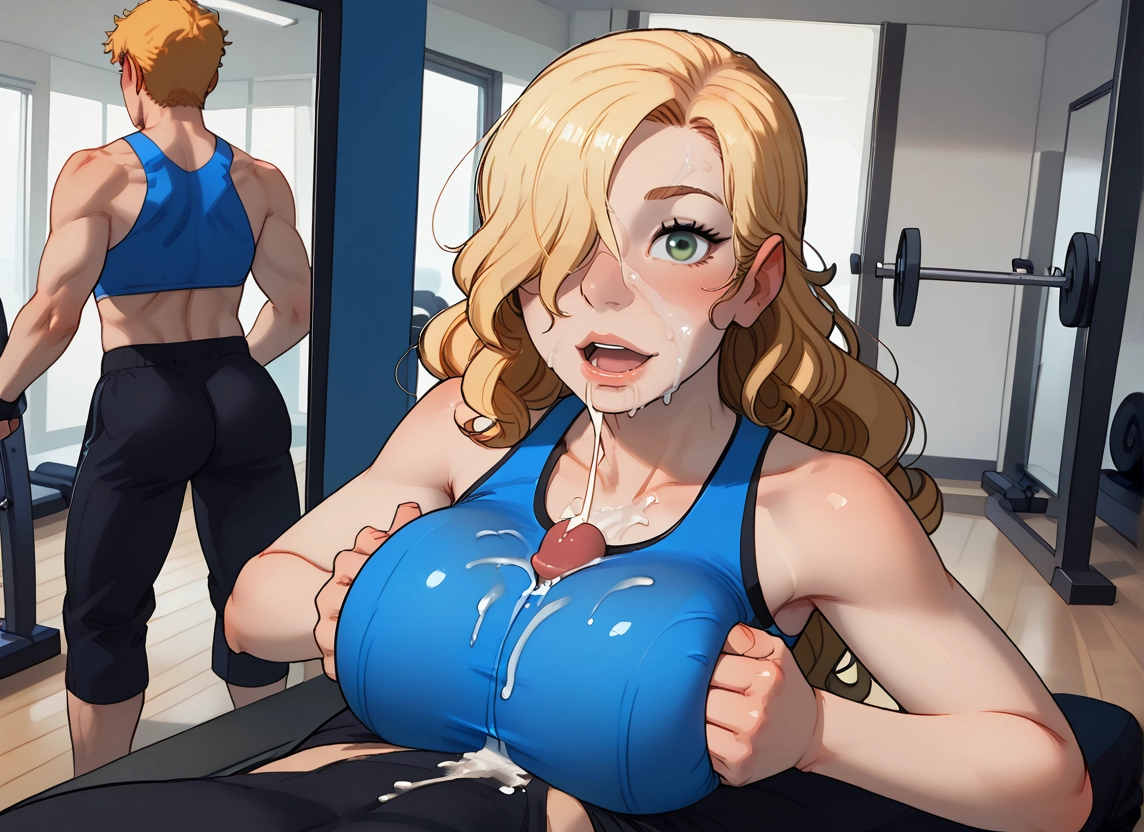 paizuri, facial, 1girl, gym, penis, breasts · Yamete.gg