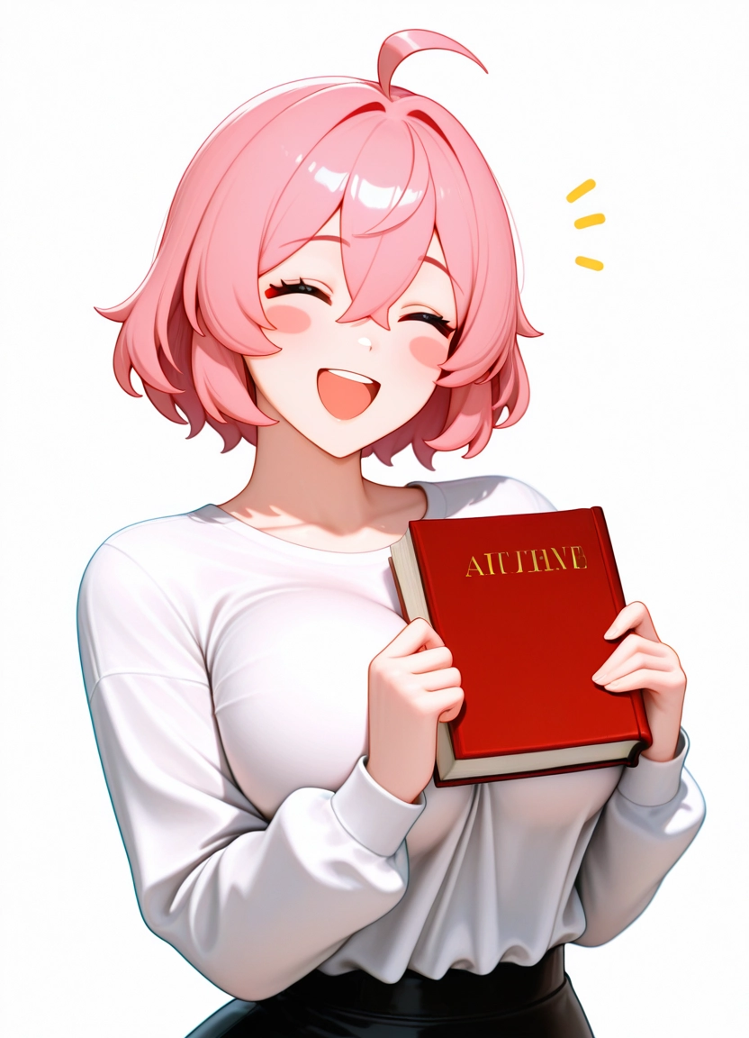 1girl, pink hair, solo, open mouth, breasts, closed eyes