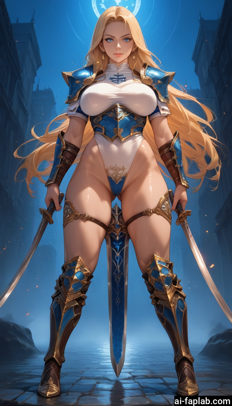 1girl, weapon, blonde hair, sword, long hair, breasts · Yamete.gg
