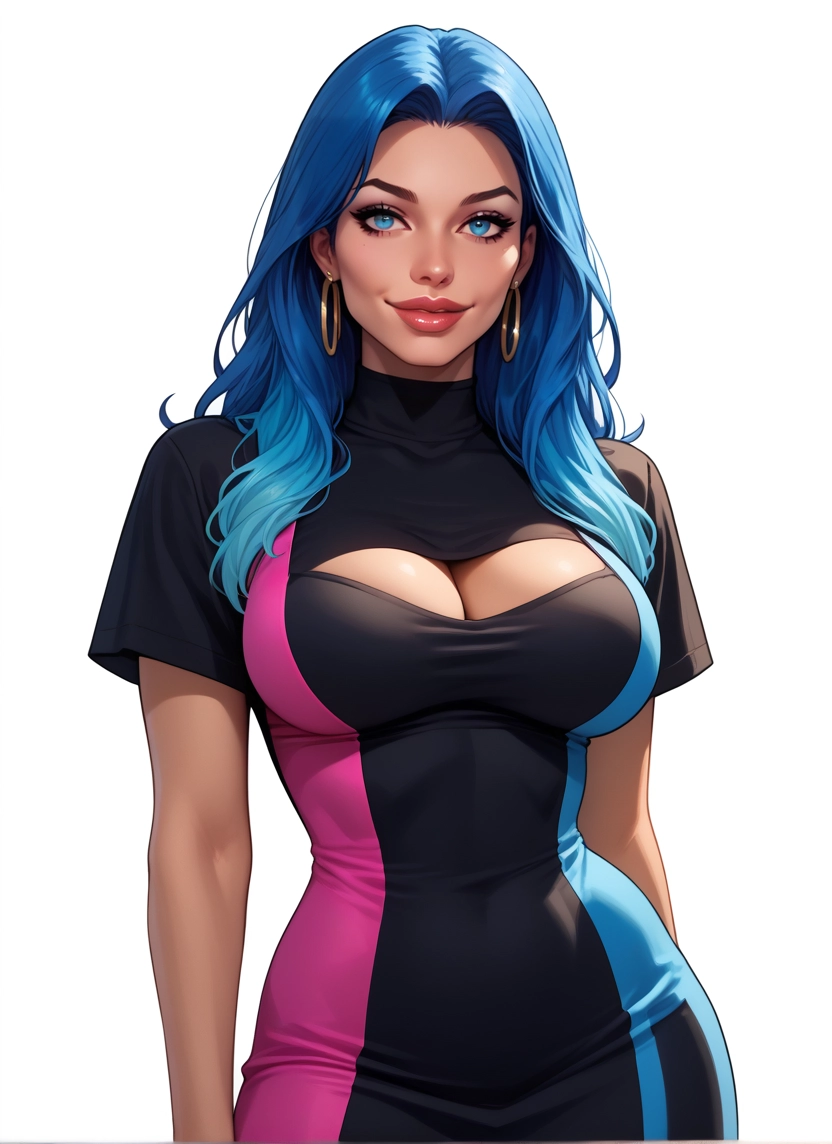 1girl, breasts, jewelry, earrings, solo, blue eyes · Yamete.gg