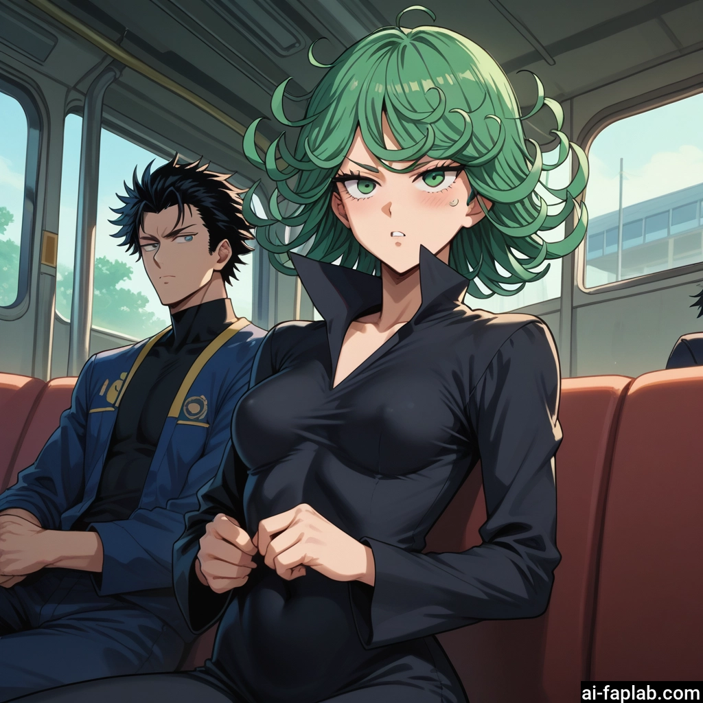 1girl, green eyes, green hair, breasts, 1boy, dress