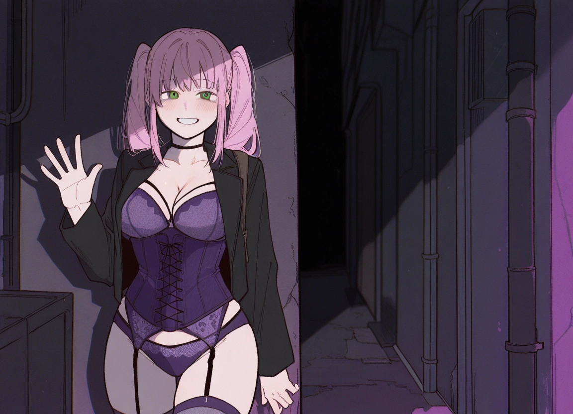 1girl, underwear, breasts, panties, green eyes, smile · Yamete.gg