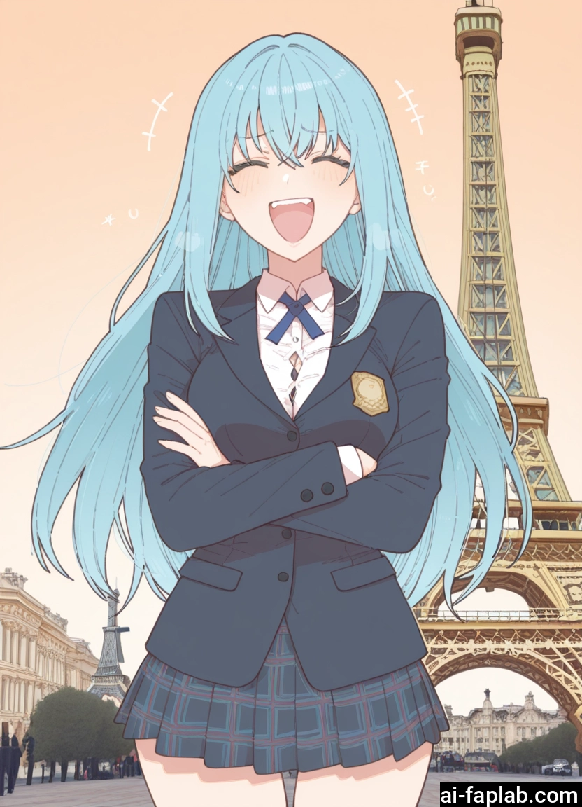 1girl, skirt, closed eyes, open mouth, long hair, jacket · Yamete.gg