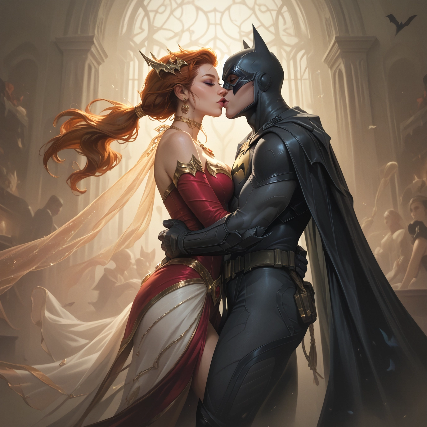 jewelry, cape, dress, earrings, kiss, breasts · Yamete.gg