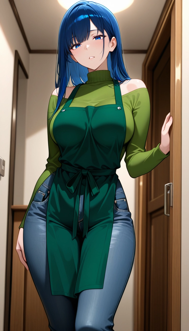 1girl, pants, solo, blue eyes, denim, jeans · Yamete.gg
