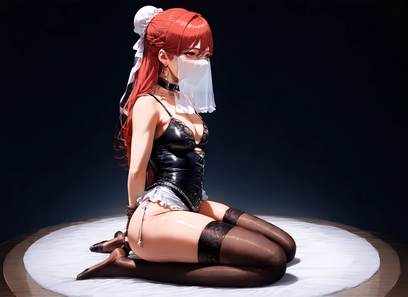 1girl, thighhighs, breasts, solo, long hair, sitting · Yamete.gg
