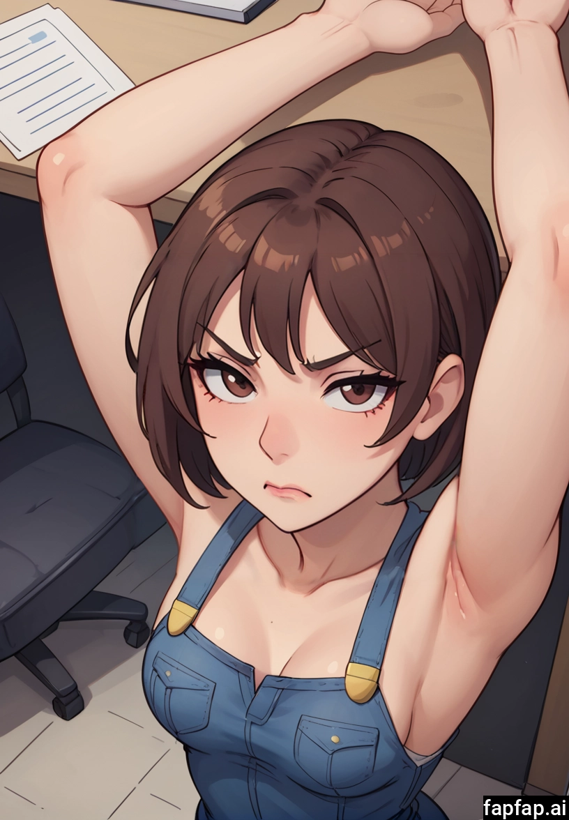 1girl, breasts, brown hair, armpits, solo, brown eyes · Yamete.gg
