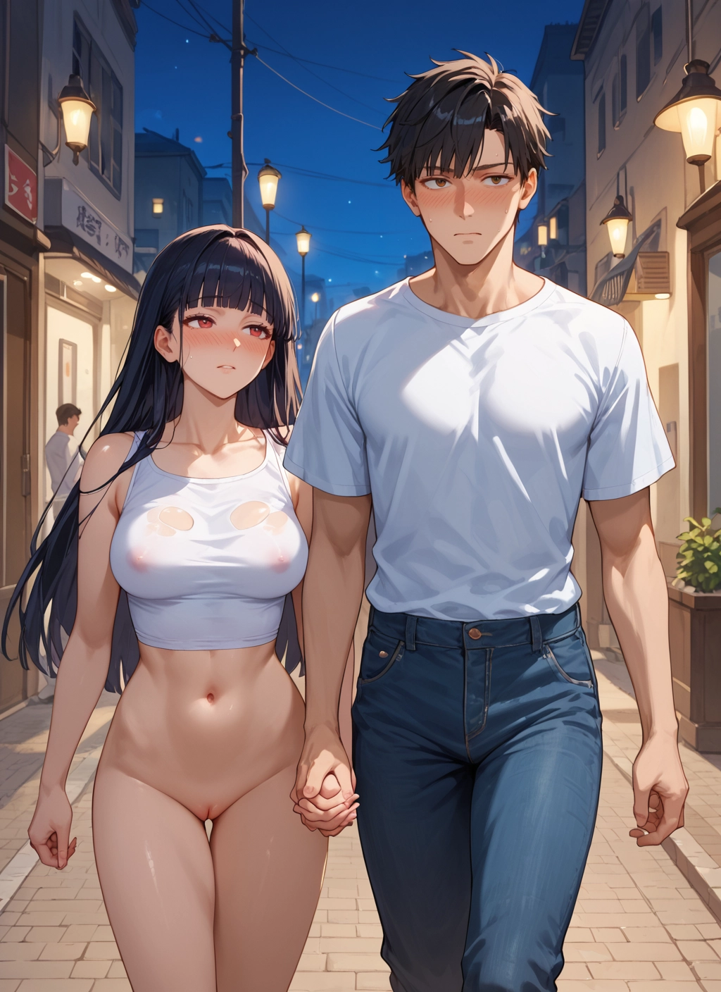 1girl, long hair, breasts, pussy, navel, blush · Yamete.gg