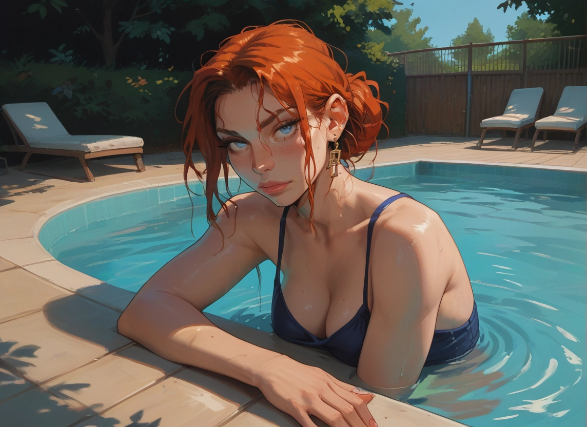 1girl, breasts, jewelry, blue eyes, solo, earrings · Yamete.gg