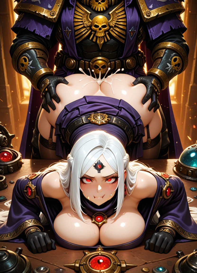 1girl, breasts, 1boy, red eyes, sex, ass grab