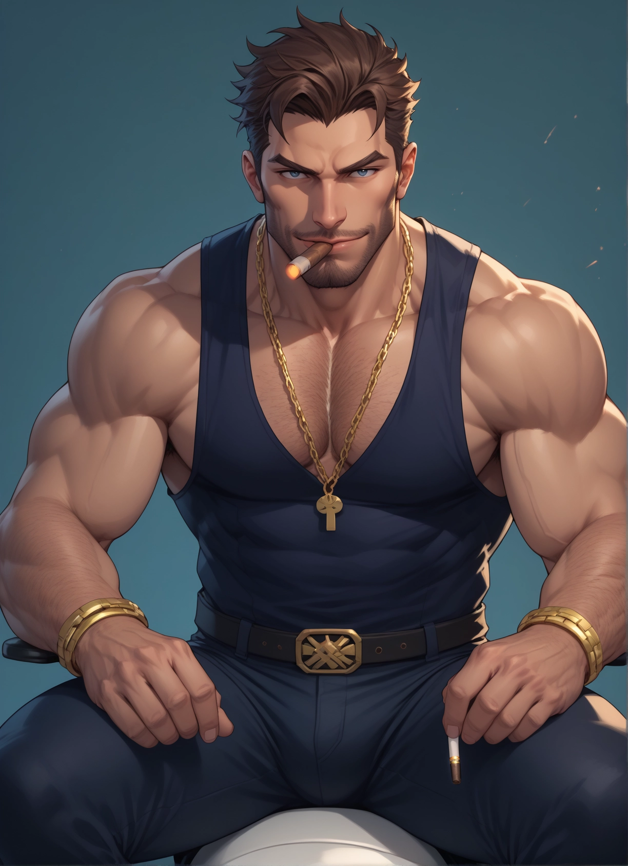 bara, male focus, muscular, 1boy, muscular male, pectorals · Yamete.gg