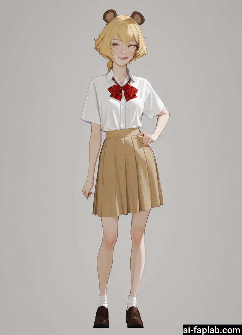 1girl, skirt, solo, animal ears, blonde hair, shirt