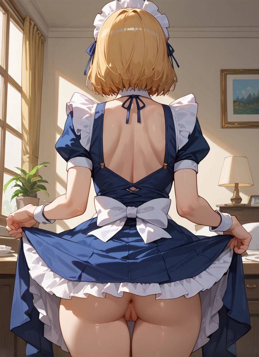 1girl, ass, solo, pussy, anus, maid headdress · Yamete.gg
