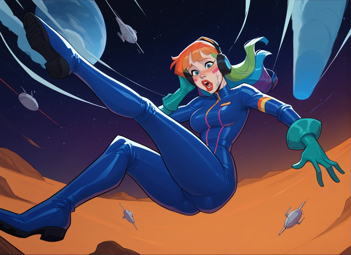 1girl, bodysuit, gloves, blue eyes, solo, breasts · Yamete.gg