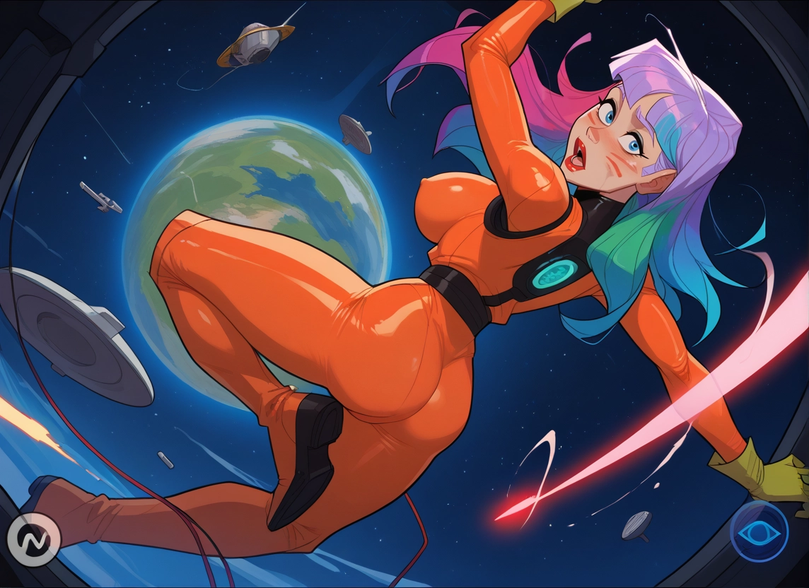 1girl, breasts, ass, bodysuit, solo, planet · Yamete.gg