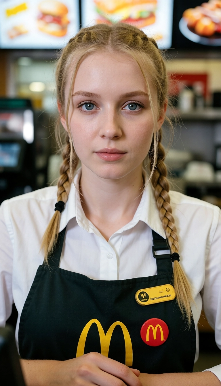 1girl, solo, realistic, blonde hair, twin braids, braid · Yamete.gg