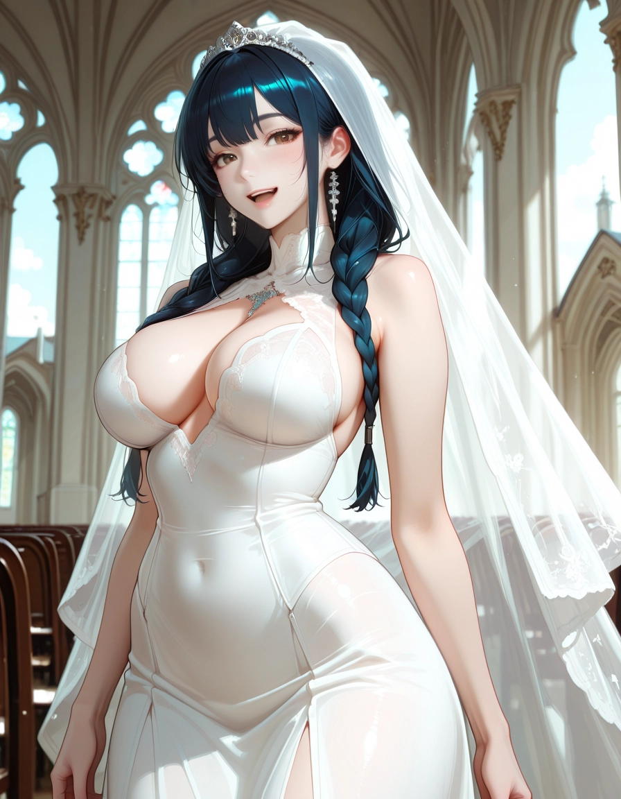 1girl, breasts, dress, solo, large breasts, covered navel · Yamete.gg