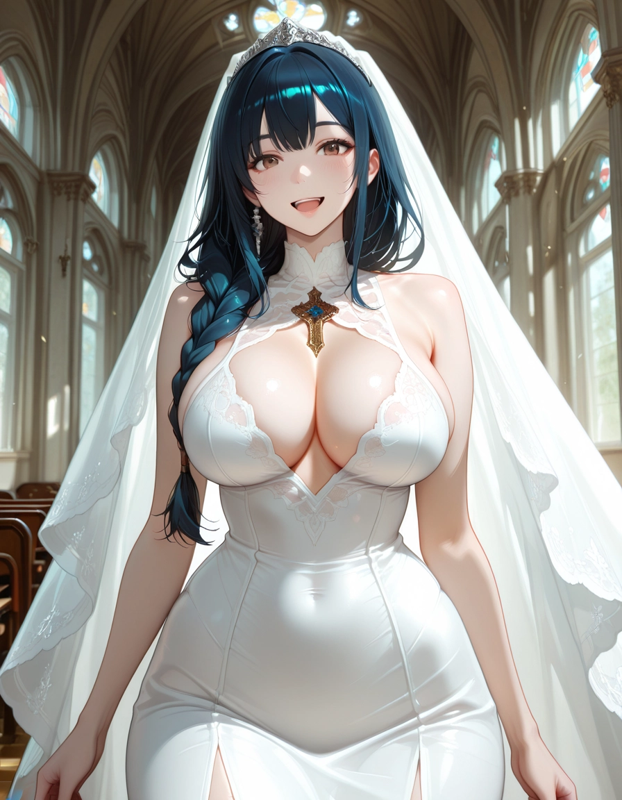 1girl, breasts, dress, church, solo, large breasts · Yamete.gg