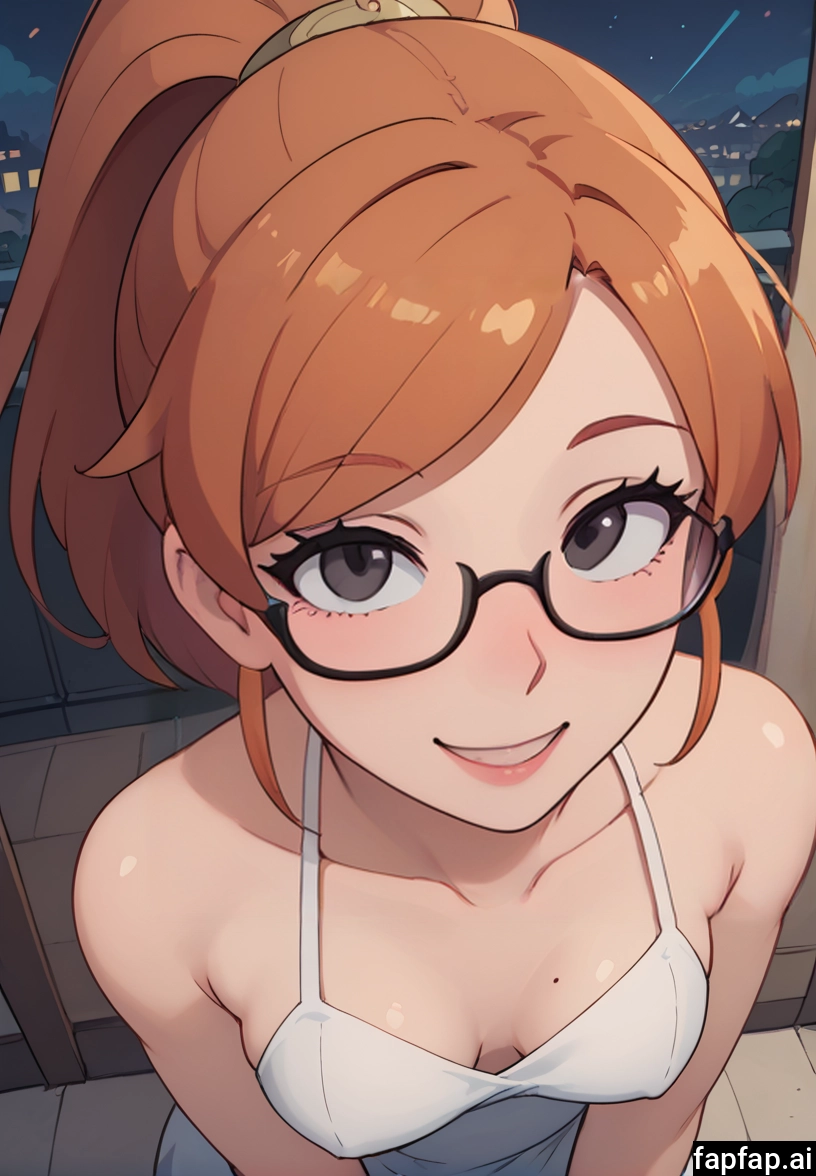 1girl, breasts, solo, glasses, looking at viewer, smile · Yamete.gg