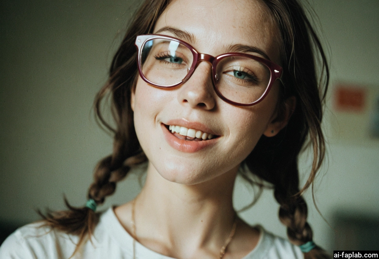 1girl, solo, glasses, photo (medium), smile, jewelry · Yamete.gg