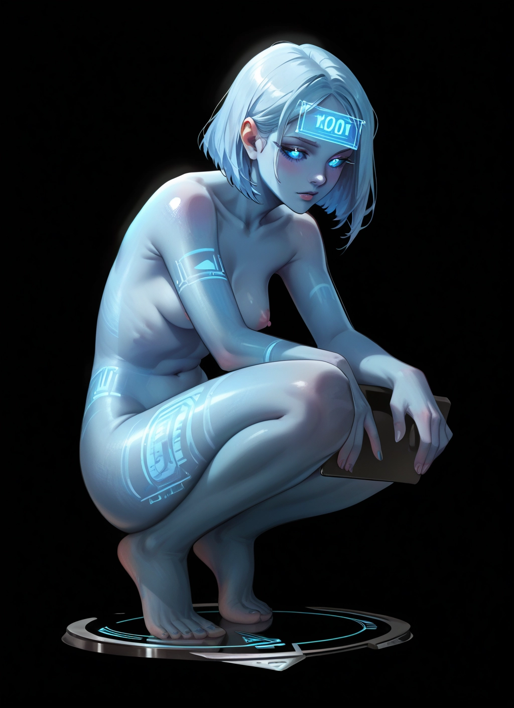 1girl, breasts, nipples, solo, nude, squatting · Yamete.gg