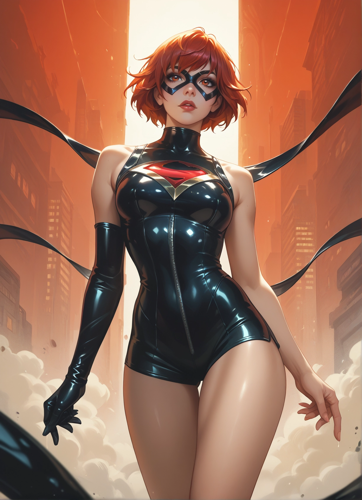1girl, solo, gloves, mask, breasts, short hair · Yamete.gg