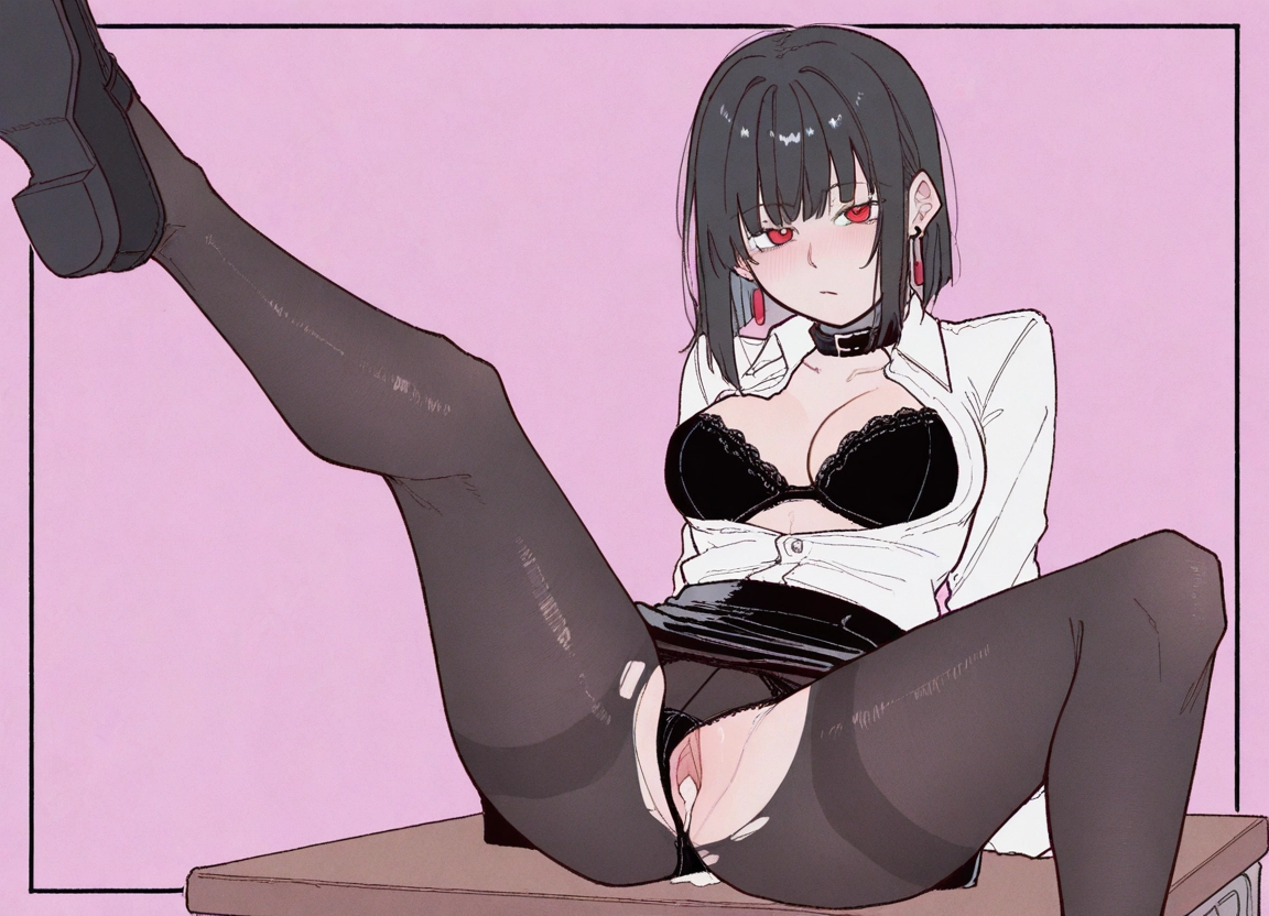 1girl, pantyhose, underwear, torn clothes, cum, bra · Yamete.gg