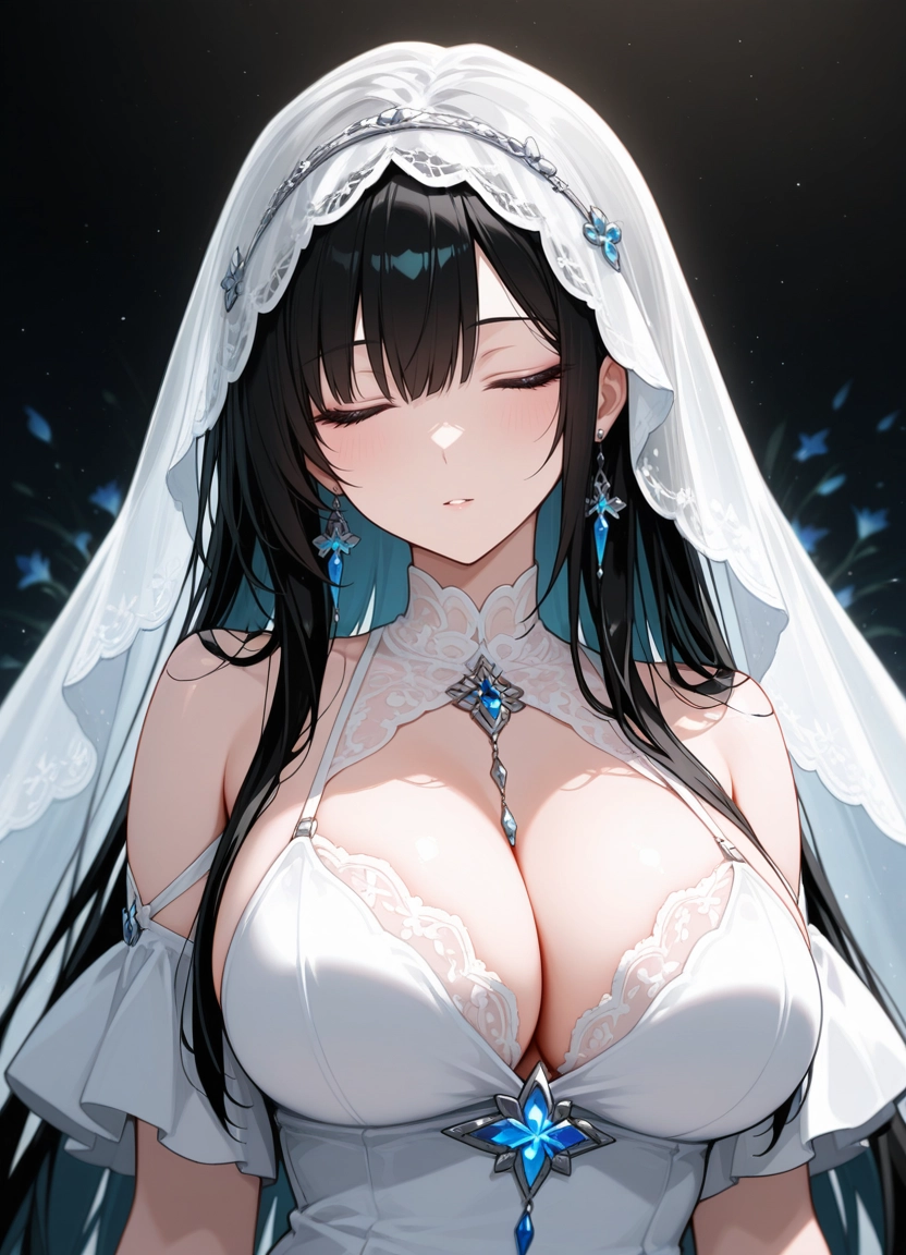 1girl, breasts, large breasts, closed eyes, solo, jewelry · Yamete.gg