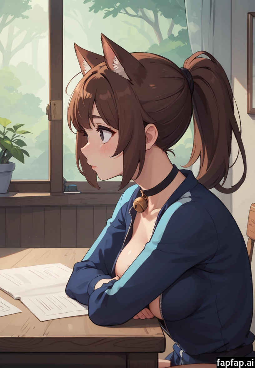 1girl, breasts, animal ears, solo, brown hair, ponytail · Yamete.gg