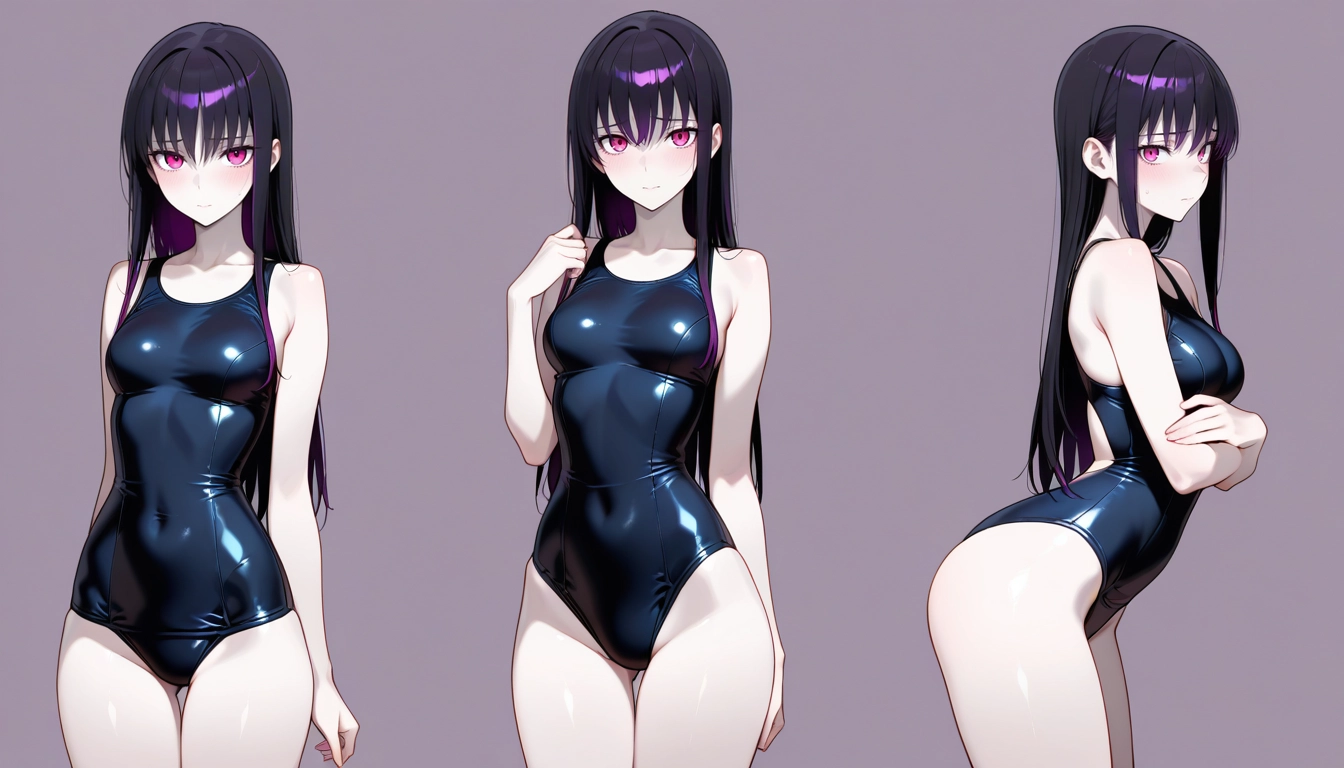 1girl, swimsuit, one-piece swimsuit, long hair, breasts, shiny clothes · Yamete.gg