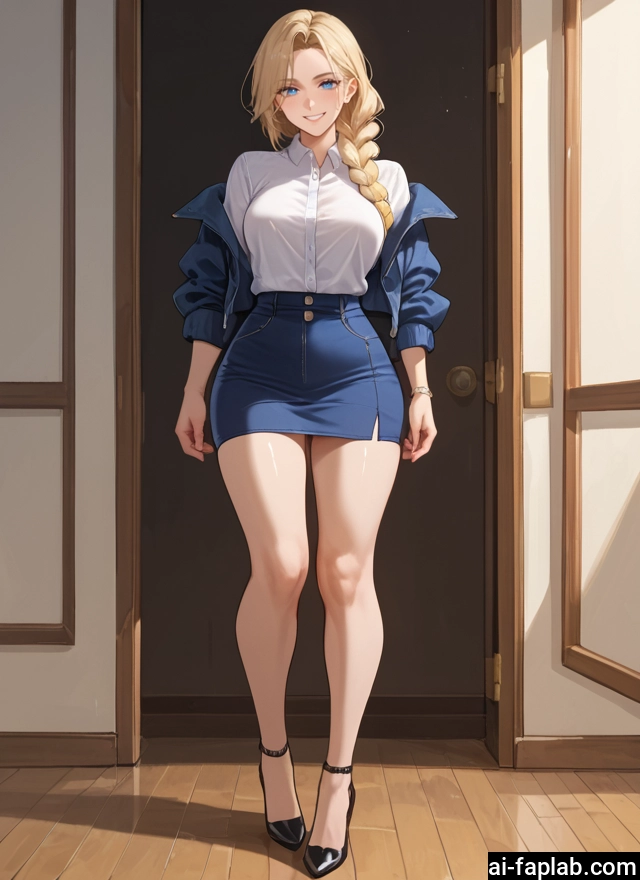 1girl, skirt, breasts, blonde hair, blue eyes, braid · Yamete.gg