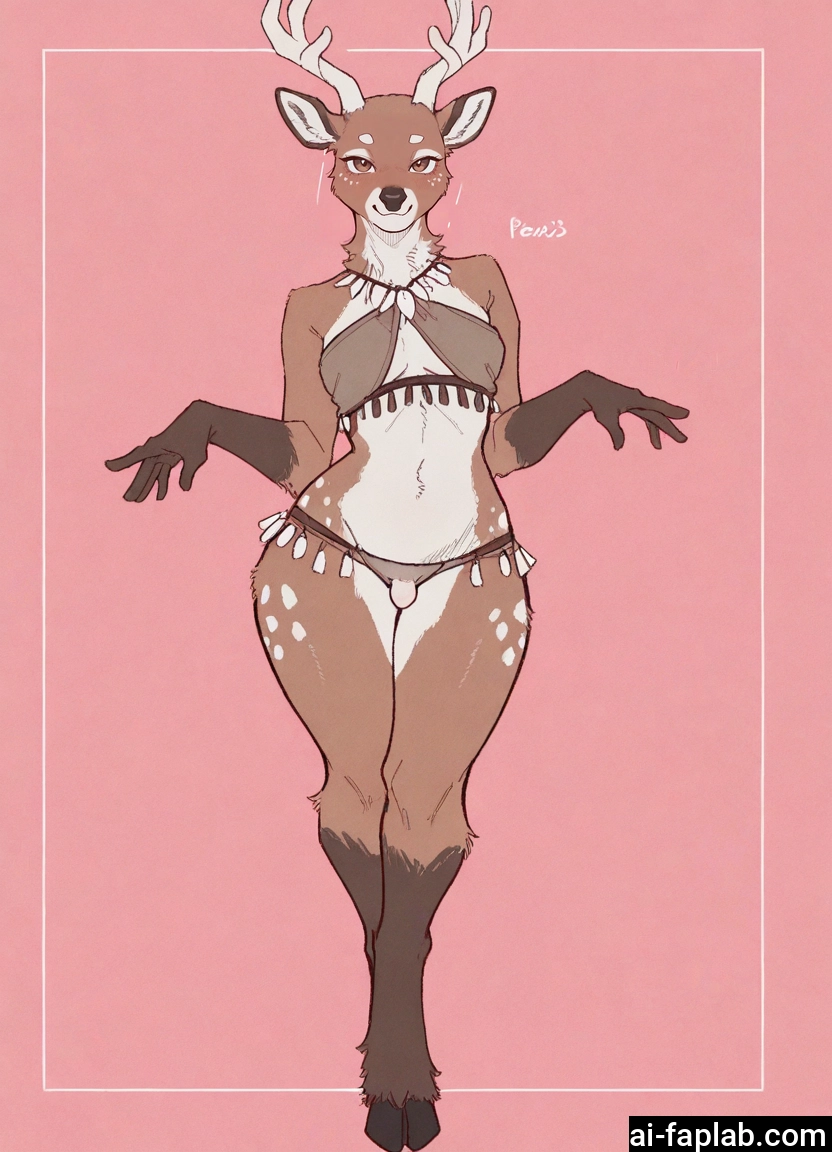 furry, futanari, solo, furry female, animal ears, antlers · Yamete.gg