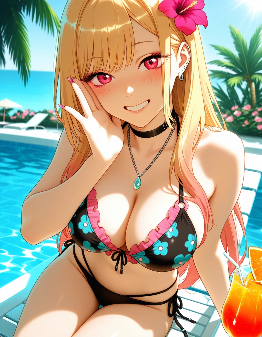 kitagawa marin, 1girl, breasts, swimsuit, bikini, floral print · Yamete.gg