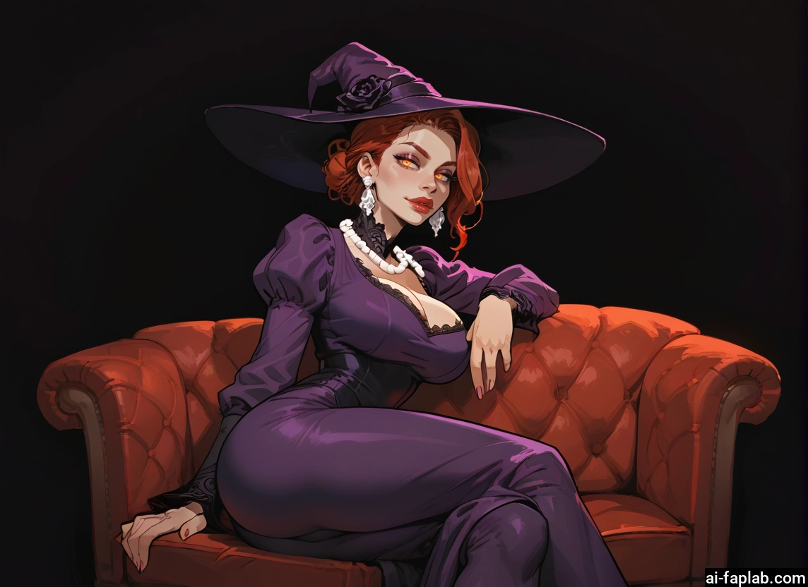 1girl, hat, breasts, witch hat, dress, jewelry · Yamete.gg