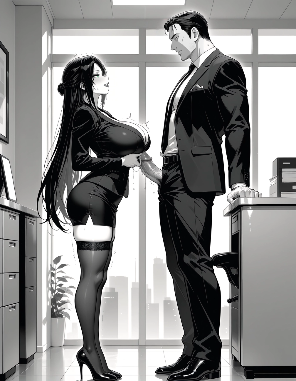 futanari, 1girl, breasts, penis, 1boy, thighhighs · Yamete.gg